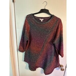 DB Established 1962 Sweater Asymmetric Hem Multicolor‎ Woman's 2X